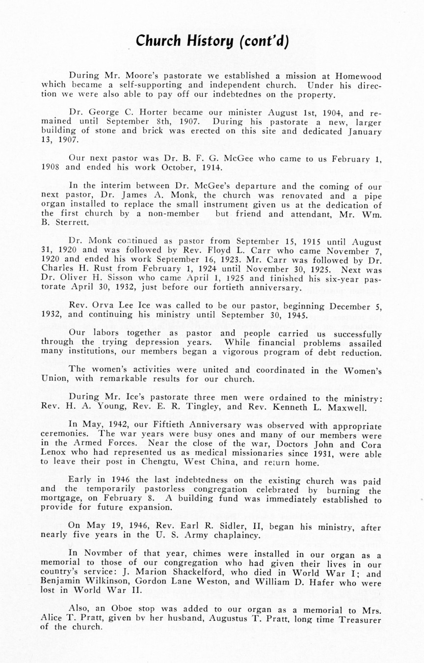 Wilkinsburg Baptist Church Dedication Services